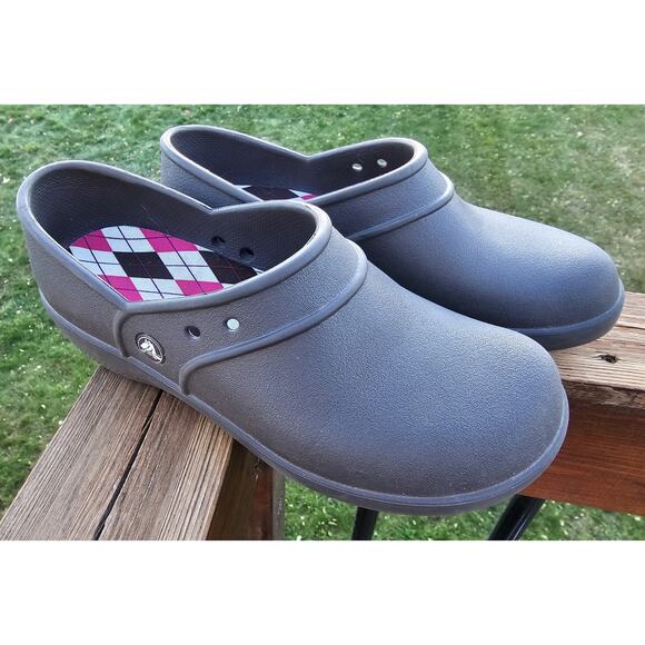 Crocs Shoes Womens Sz 9 Brown Neria Dual Comfort Slip Resistant Work Clog - Picture 1 of 8